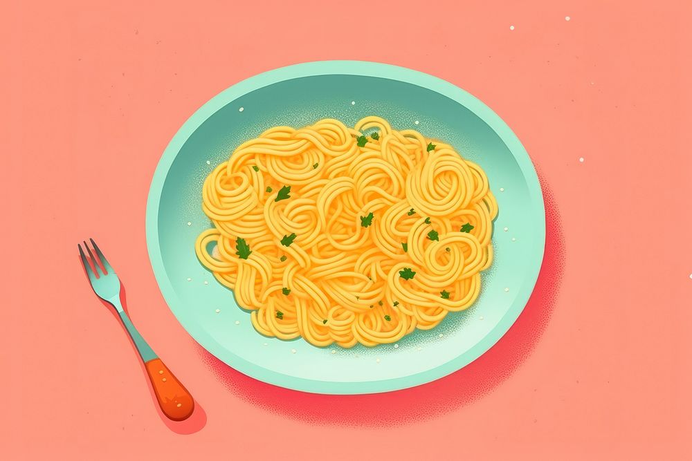 Pasta dish spaghetti plate fork. AI generated Image by rawpixel.