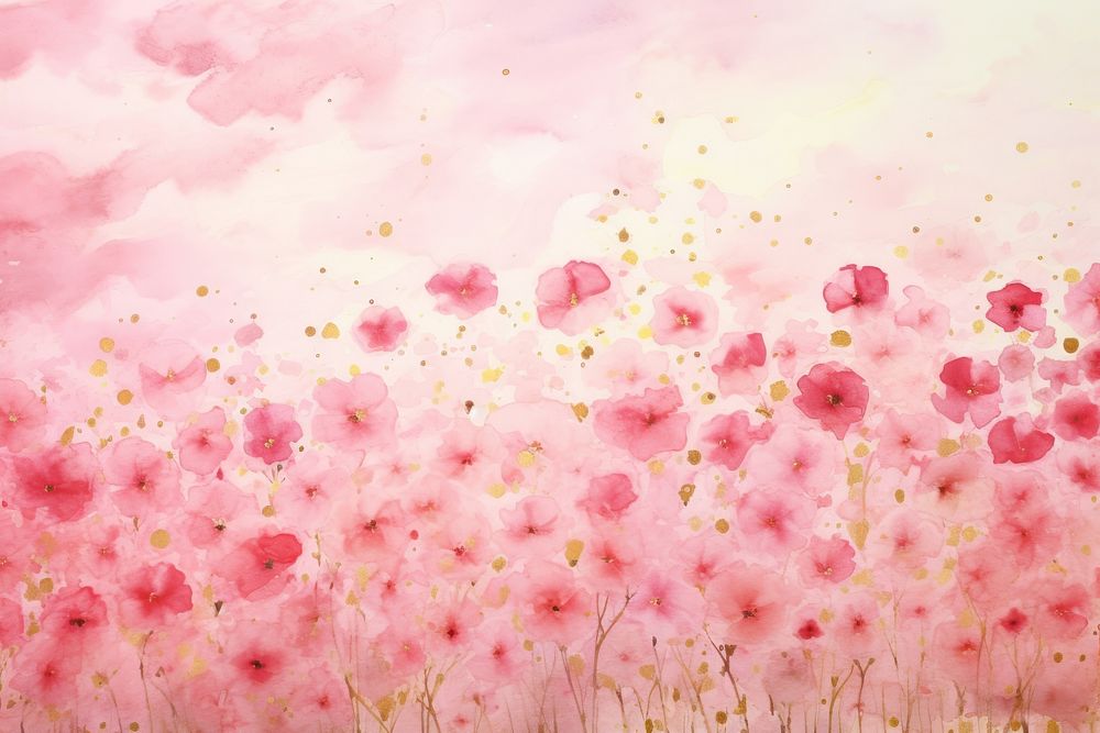 Flower field and sky painting backgrounds outdoors. AI generated Image by rawpixel.