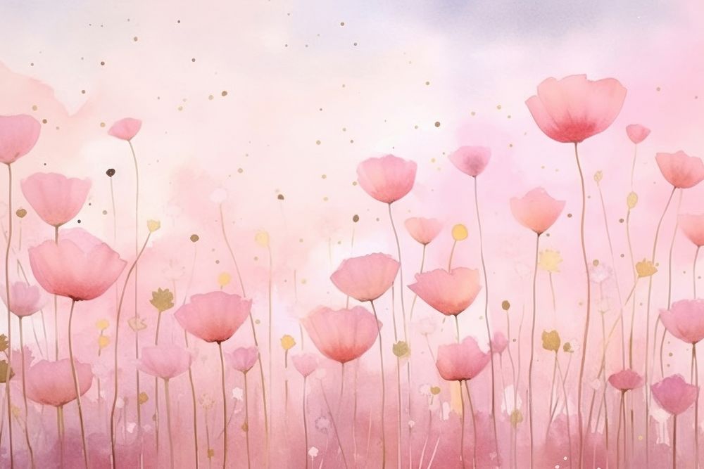 Flower field and sky backgrounds outdoors painting. AI generated Image by rawpixel.