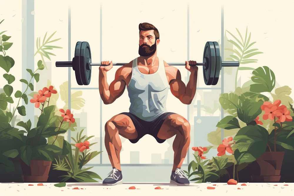 Squat sports gym adult. AI generated Image by rawpixel.