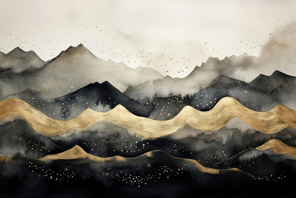Mountain and night sky painting nature backgrounds. AI generated Image by rawpixel.