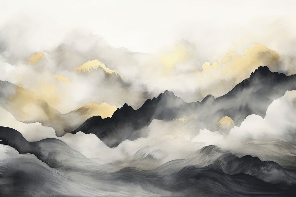 Mountain and sky painting nature backgrounds. AI generated Image by rawpixel.