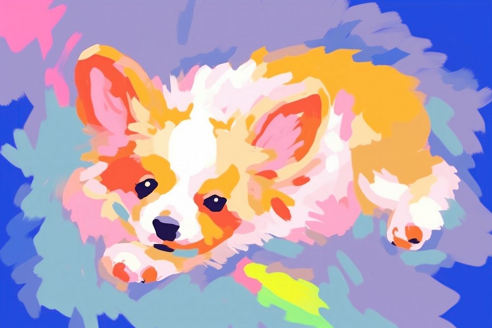 Dog abstract painting cartoon. AI generated Image by rawpixel.
