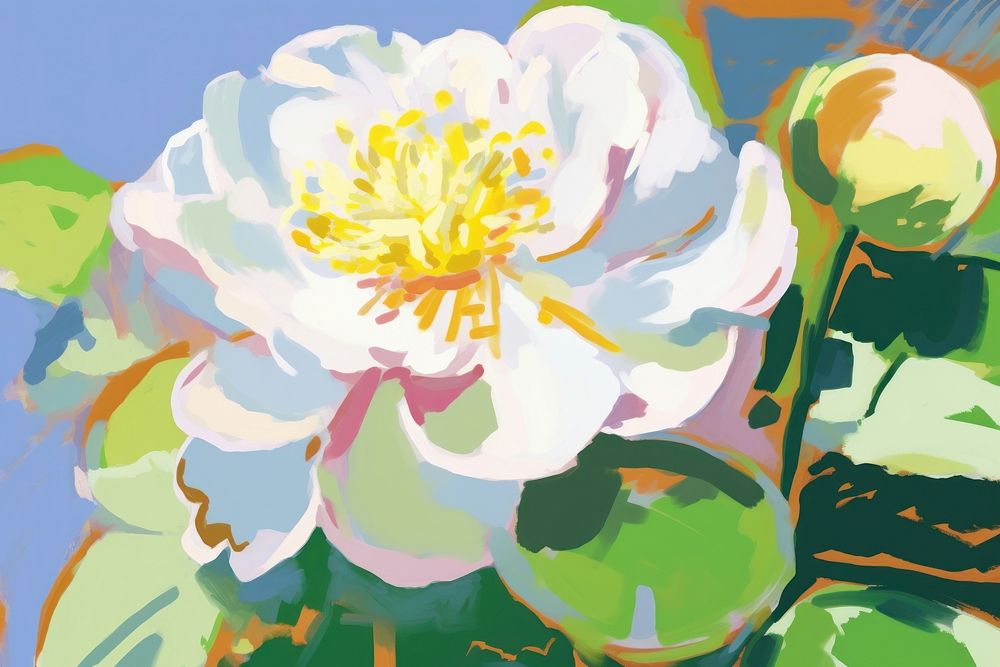 Flower painting blossom plant. AI generated Image by rawpixel.