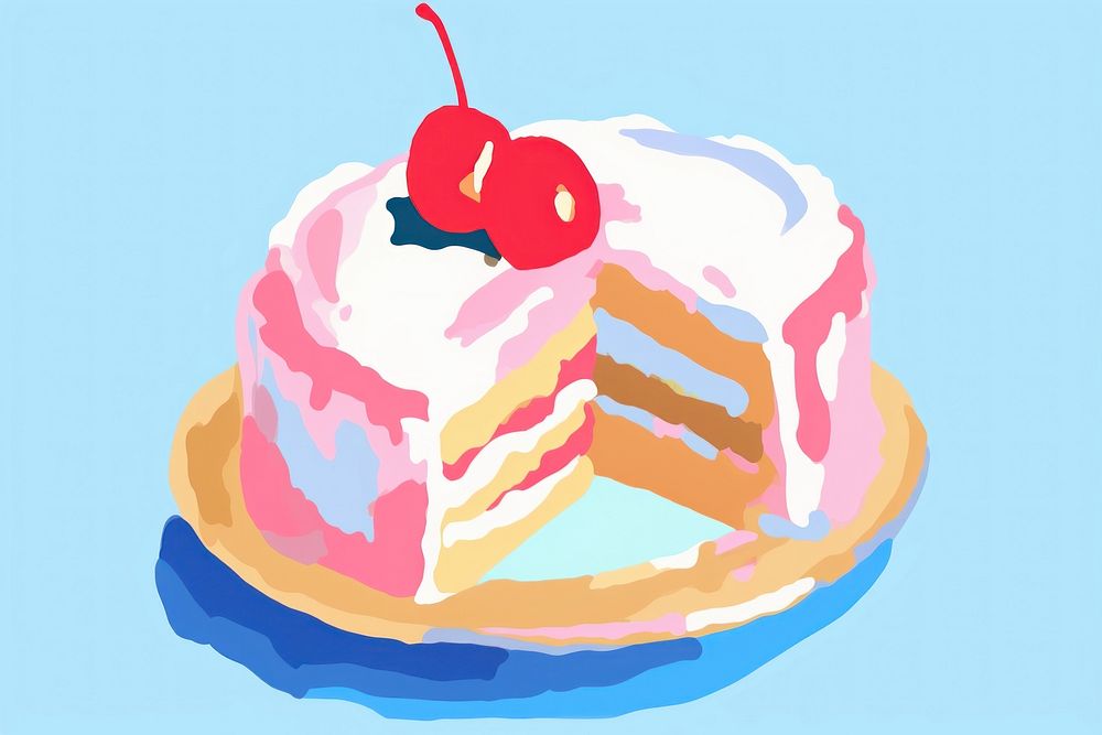 Cake dessert cartoon cream. AI generated Image by rawpixel.