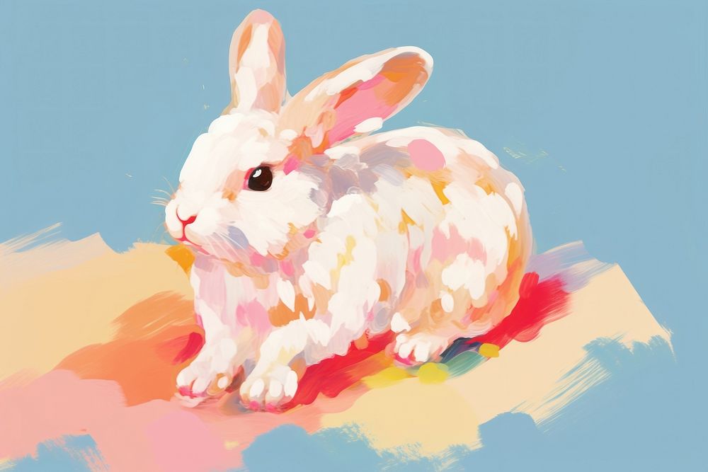 Rabbit painting cartoon rodent. AI generated Image by rawpixel.