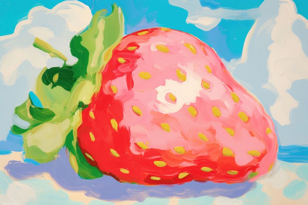 Strawberry painting fruit plant. AI generated Image by rawpixel.