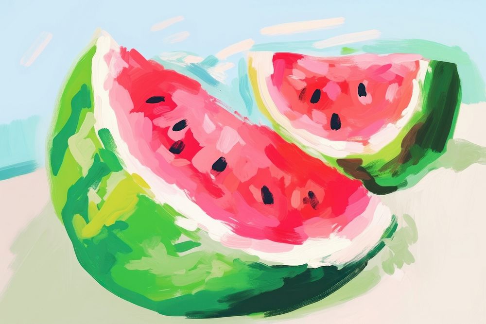 Watermelon painting fruit plant. AI generated Image by rawpixel.