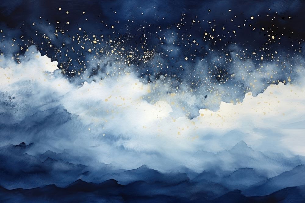 Night sky with snowfield nature backgrounds painting. AI generated Image by rawpixel.