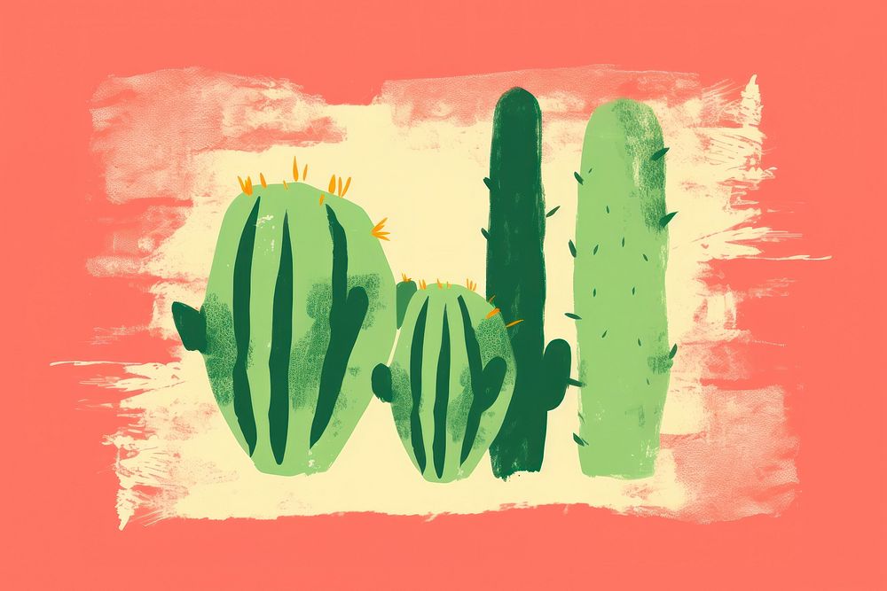 Cactus plant art backgrounds. AI generated Image by rawpixel.