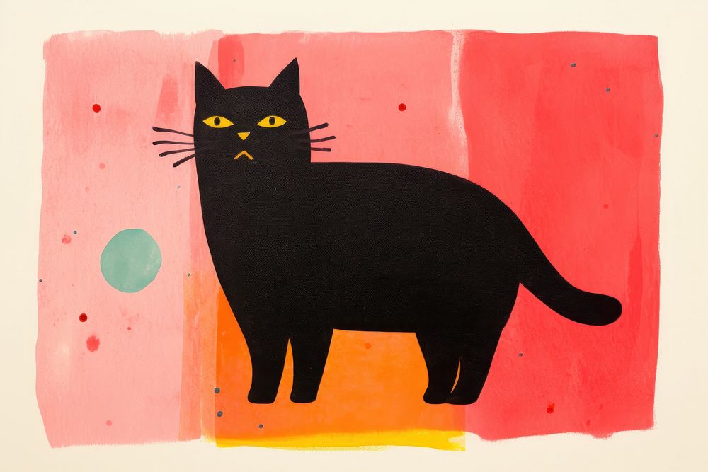 Cat art painting animal. 