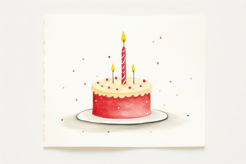 Birthday cake dessert drawing candle. AI generated Image by rawpixel.