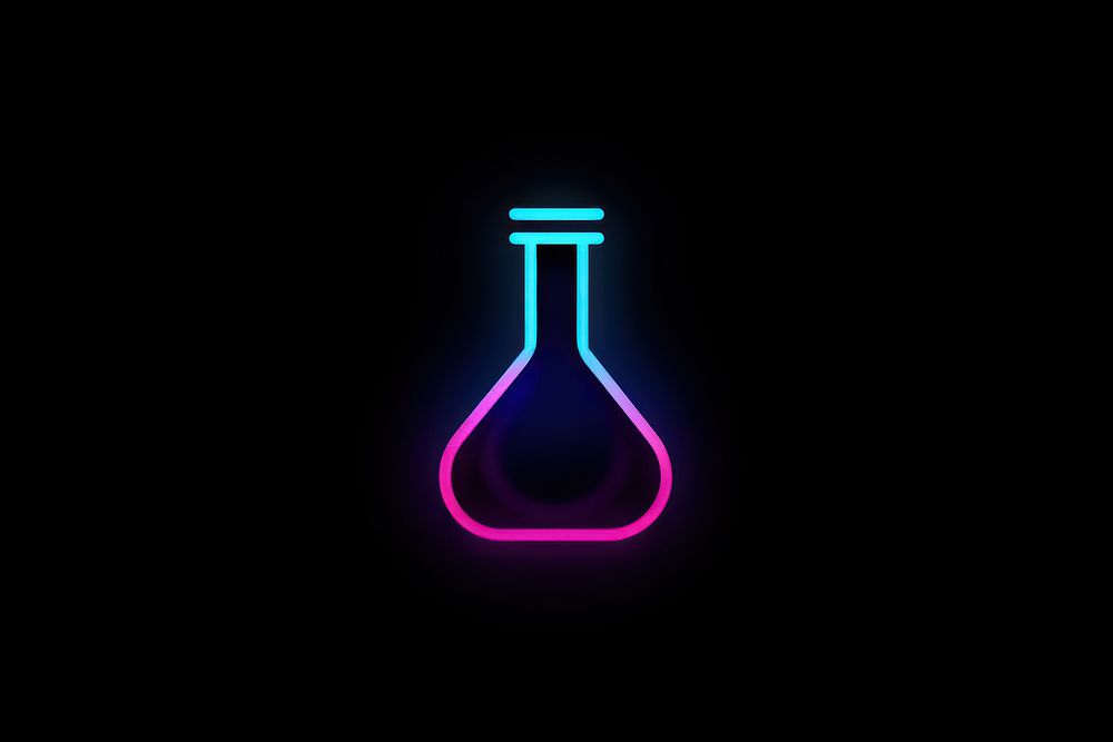 Volumetric flask icon neon light night. AI generated Image by rawpixel.
