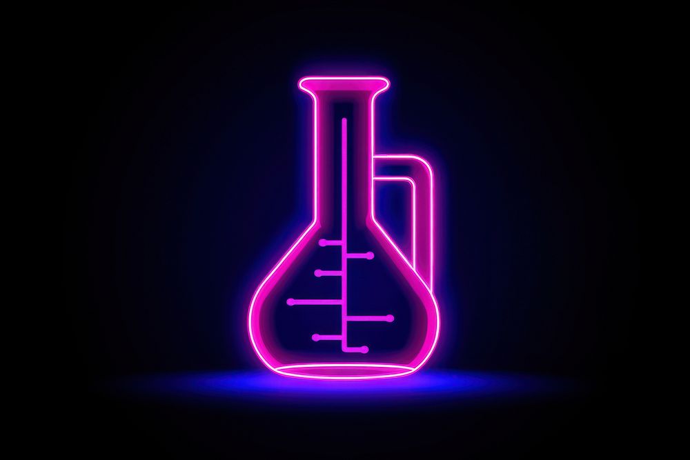 Volumetric flask icon neon light line. AI generated Image by rawpixel.