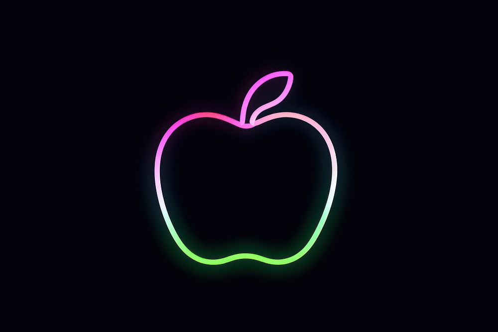 Apple icon neon symbol night. AI generated Image by rawpixel.