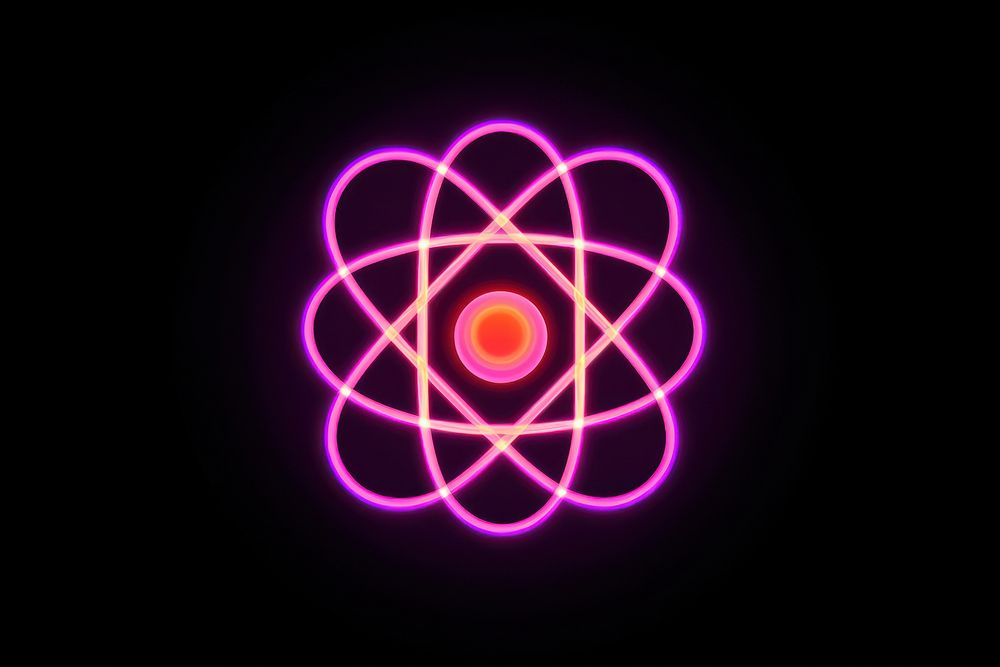 Atom icon neon purple night. AI generated Image by rawpixel.