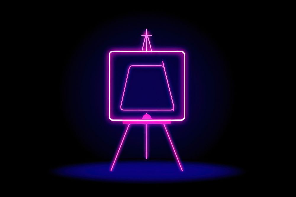 Canvas on easel icon neon lighting line. AI generated Image by rawpixel.