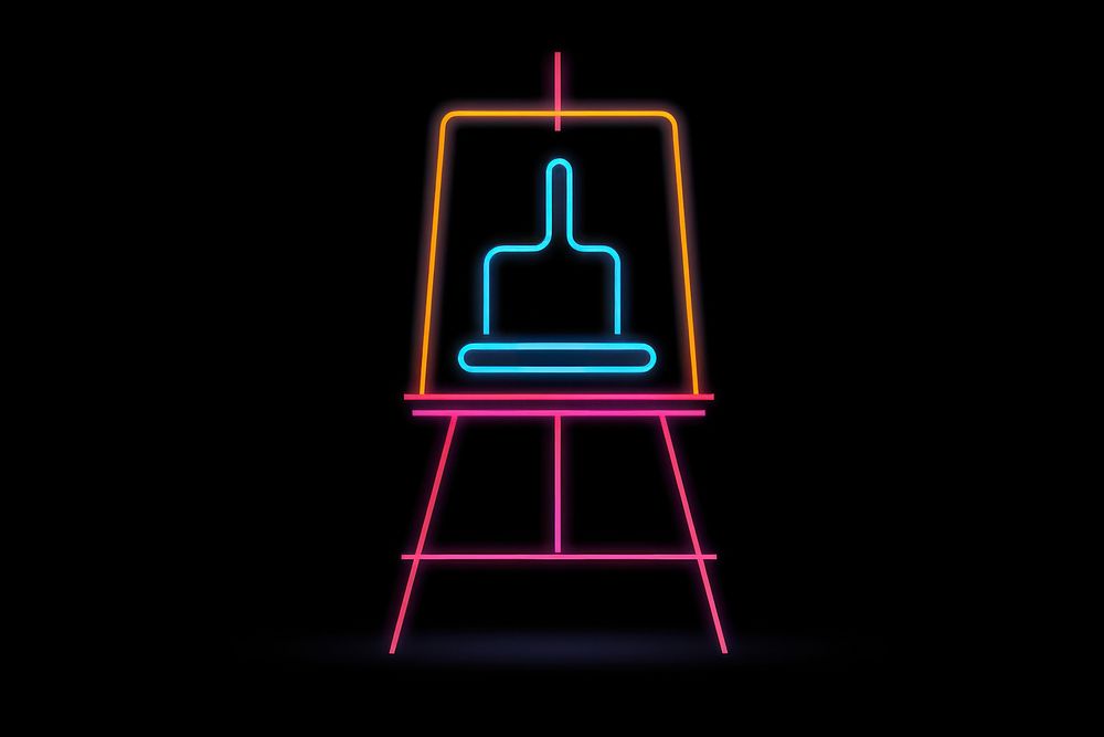Canvas on easel icon neon light line. AI generated Image by rawpixel.