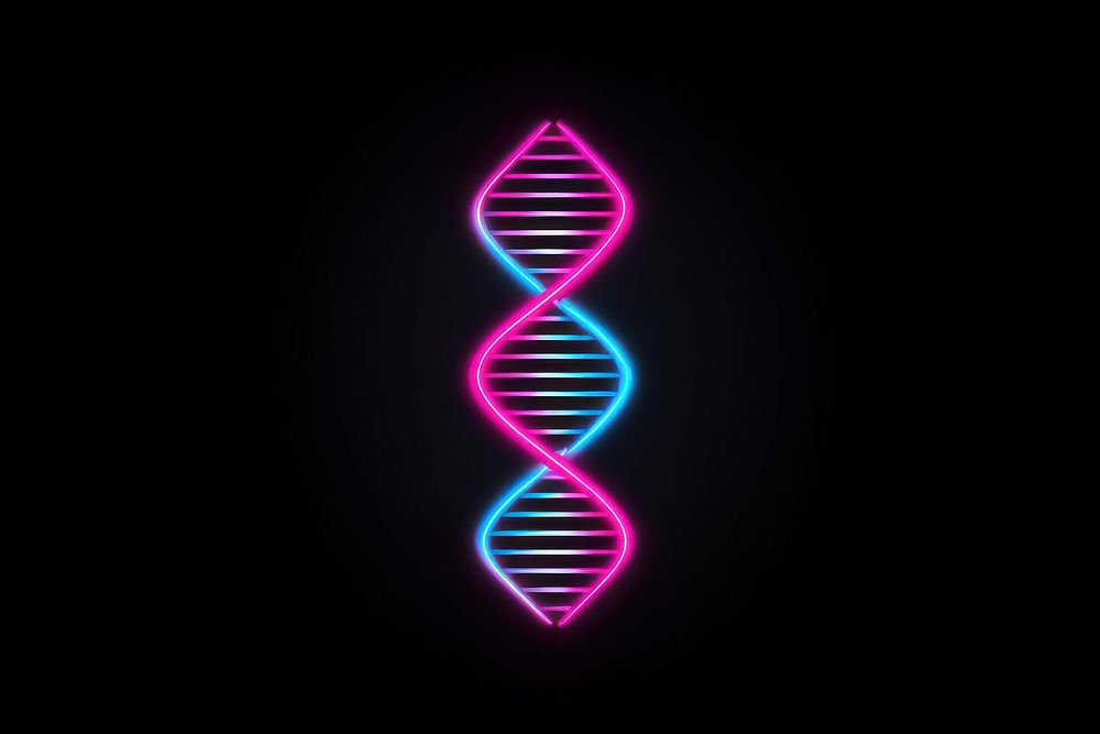 DNA helix icon neon pattern purple. AI generated Image by rawpixel.