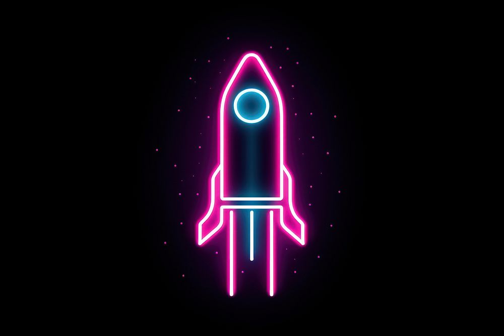Rocket icon neon astronomy light. AI generated Image by rawpixel.