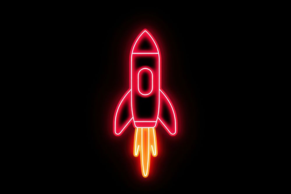 Rocket icon neon light illuminated. AI generated Image by rawpixel.
