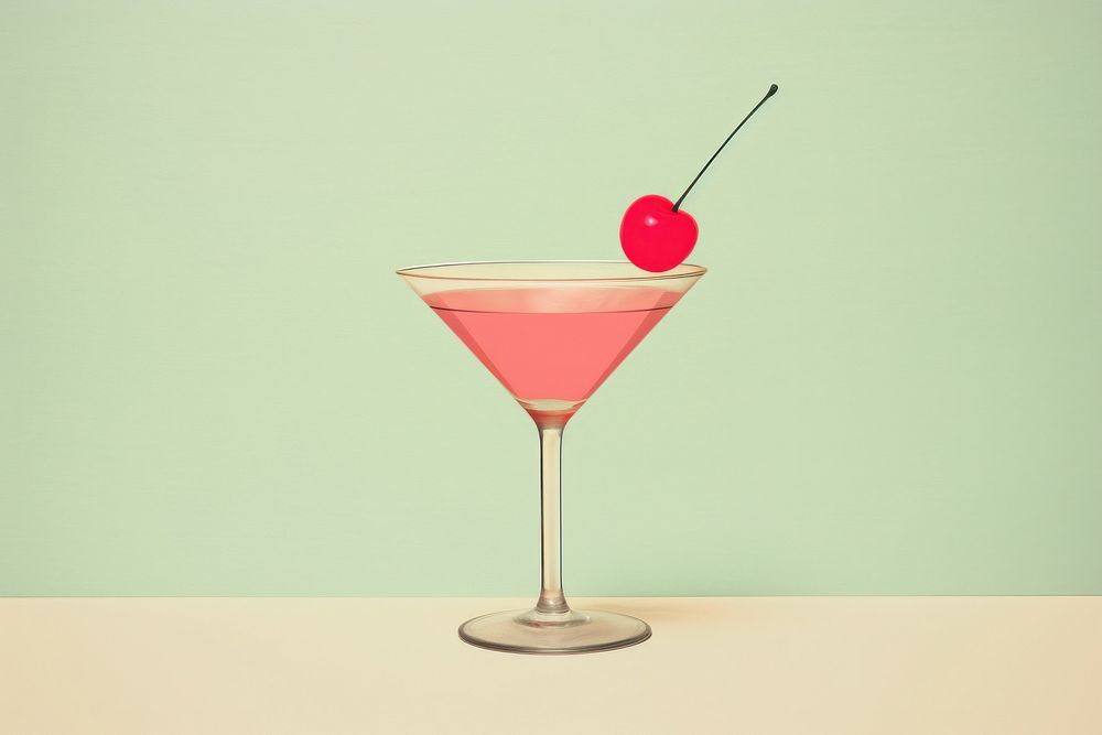 Cocktail with cherry decorate martini drink cosmopolitan. AI generated Image by rawpixel.