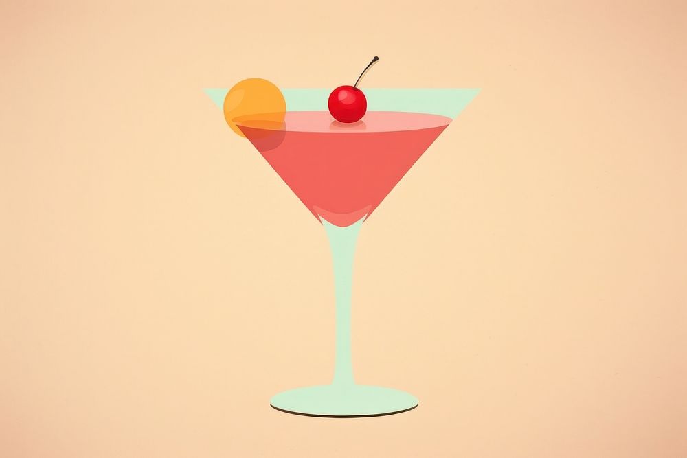 With cherry decorate cocktail martini drink. AI generated Image by rawpixel.