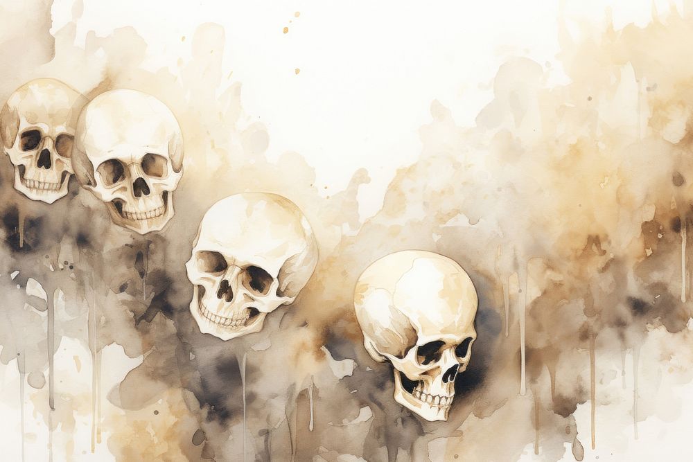 Skulls watercolor background anthropology creativity wedding. AI generated Image by rawpixel.