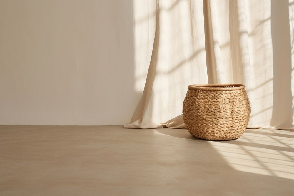 Cream Linen and Rattan Wood shadow wood architecture. AI generated Image by rawpixel.