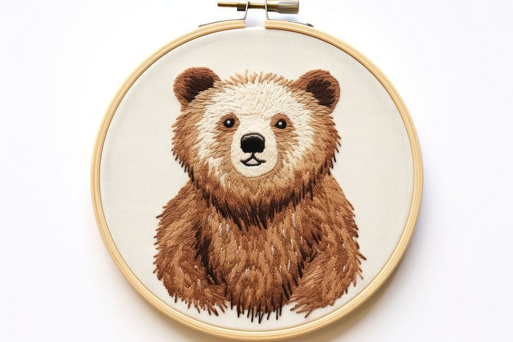 Bear embroidery pattern textile mammal. AI generated Image by rawpixel.
