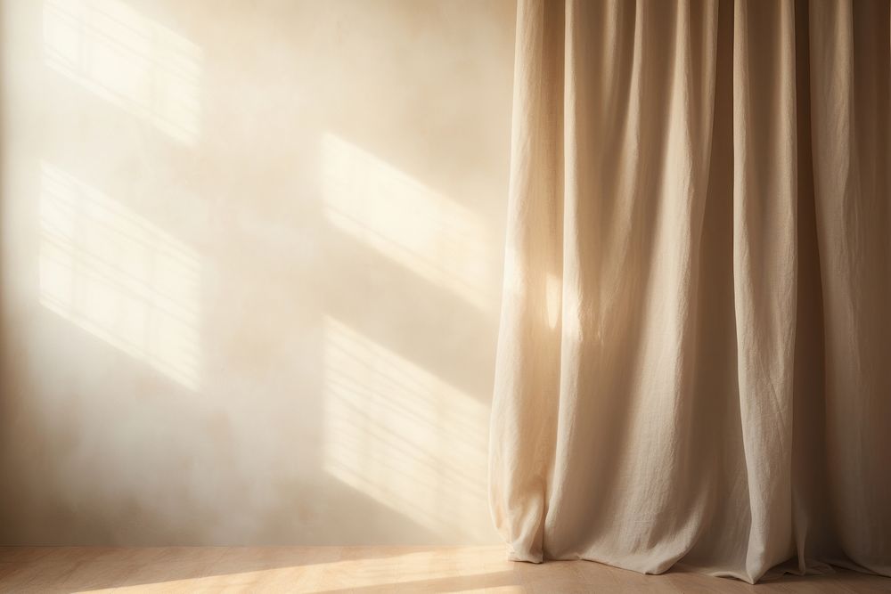 A beige linen curtain textile light architecture. AI generated Image by rawpixel.