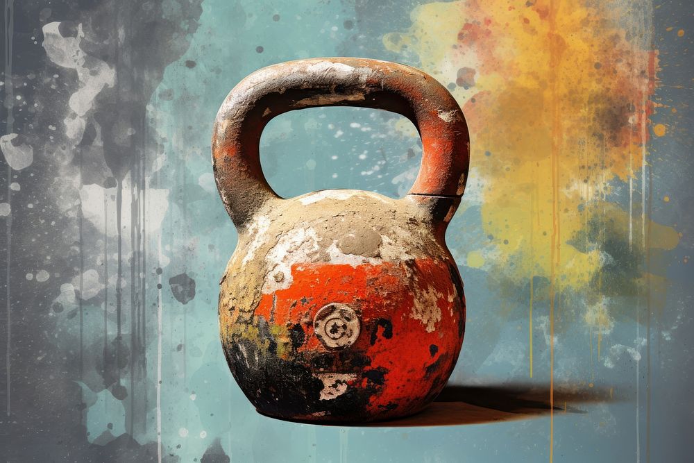 Kettlebell art weightlifting exercising. AI generated Image by rawpixel.