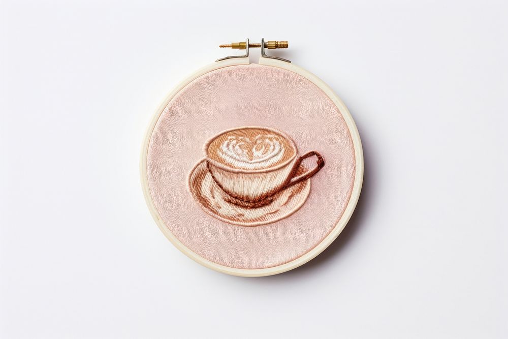 Cappuccino embroidery stlye pattern cappuccino saucer. AI generated Image by rawpixel.