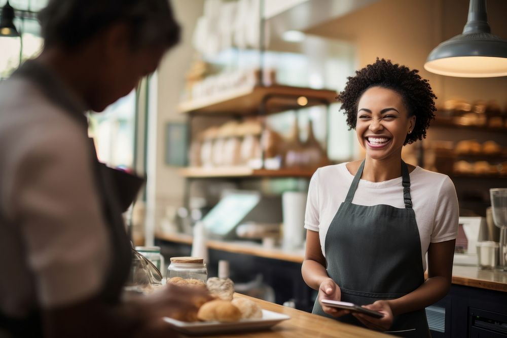 Multiracial woman business owner customer smiling working. AI generated Image by rawpixel.