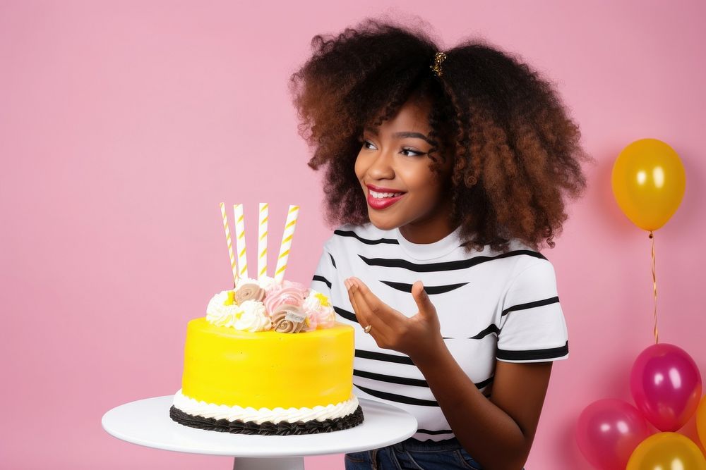 African American a gril teenage party cake birthday. AI generated Image by rawpixel.