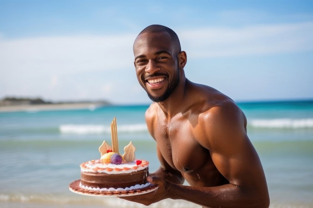 African American gorgeous a man party smile cake. AI generated Image by rawpixel.