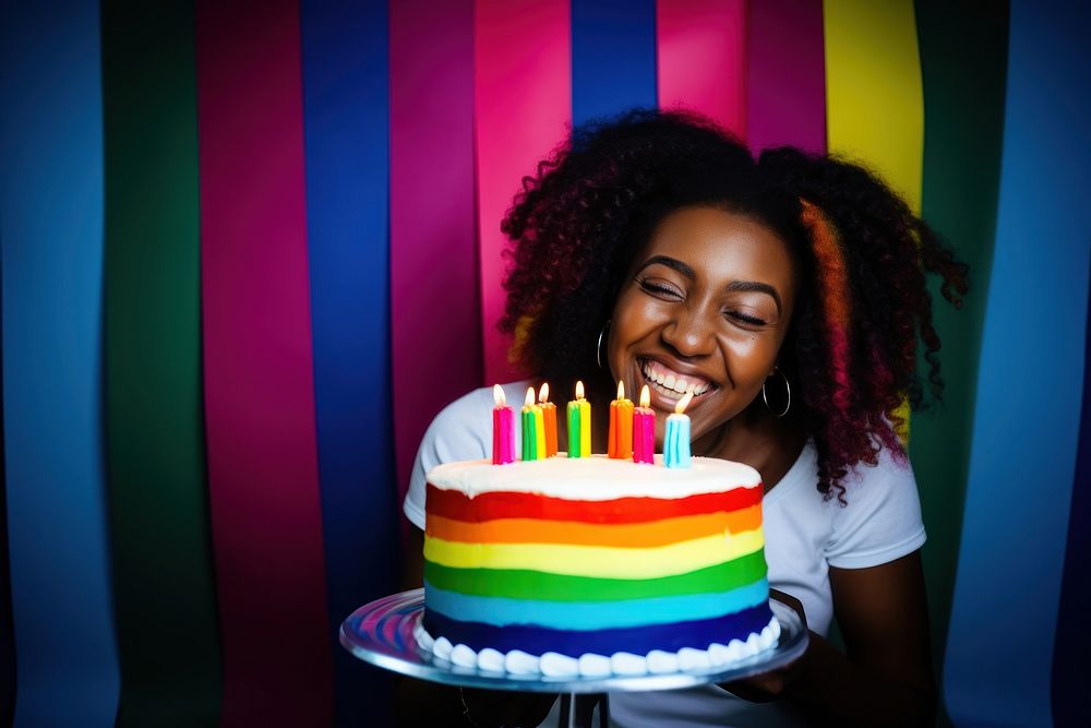 African American gorgeous a woman smile party cake. AI generated Image by rawpixel.