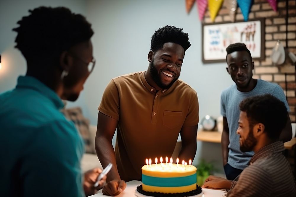 African American man birthday dessert party. AI generated Image by rawpixel.