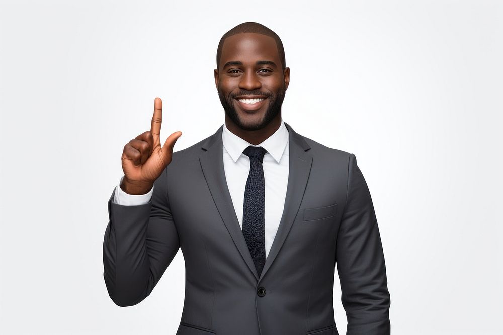Affrican american businessman portrait finger person. AI generated Image by rawpixel.
