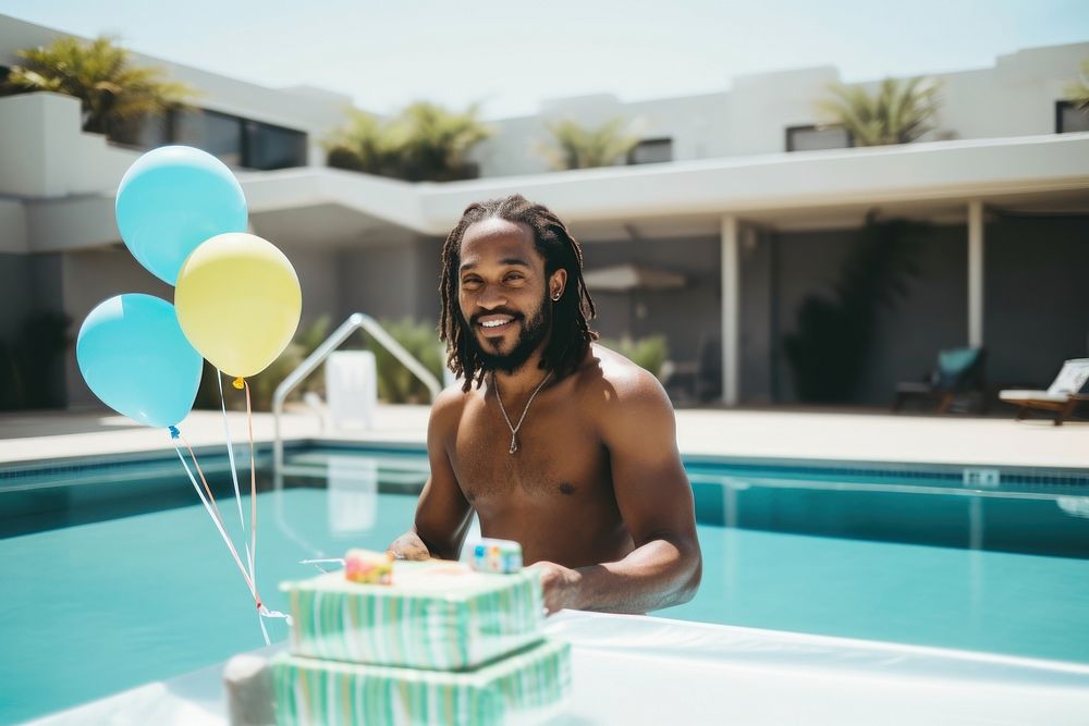 African American man party birthday outdoors. AI generated Image by rawpixel.