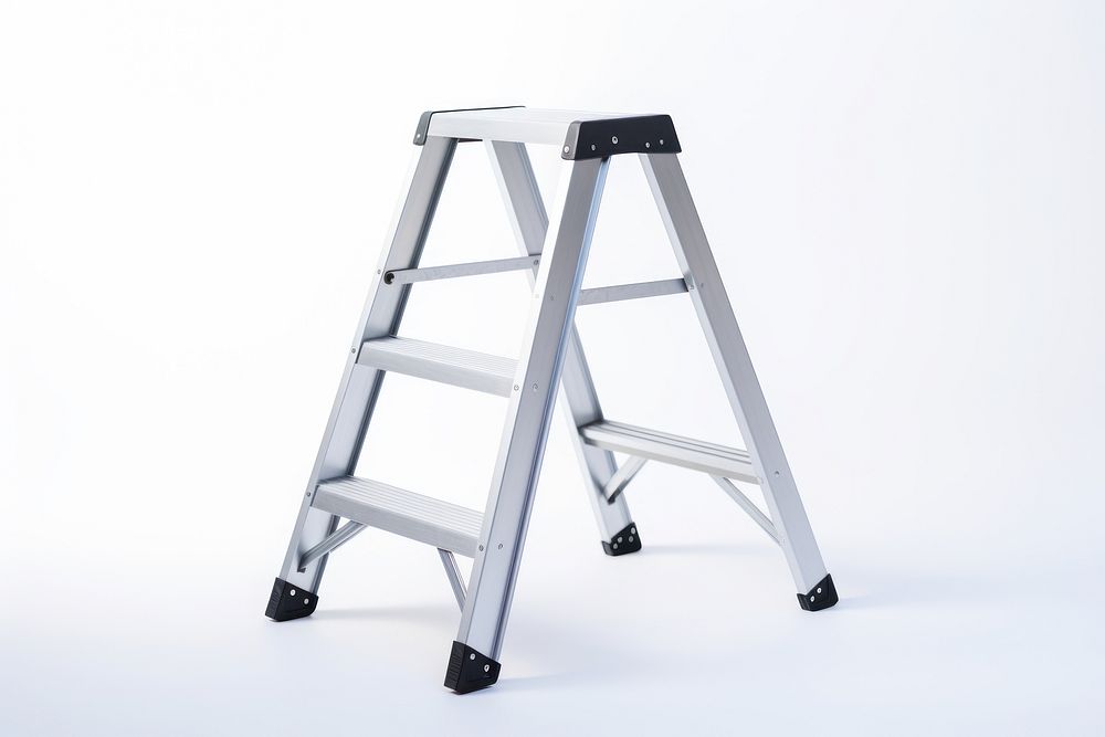Aluminium step ladder white background furniture stool. AI generated Image by rawpixel.