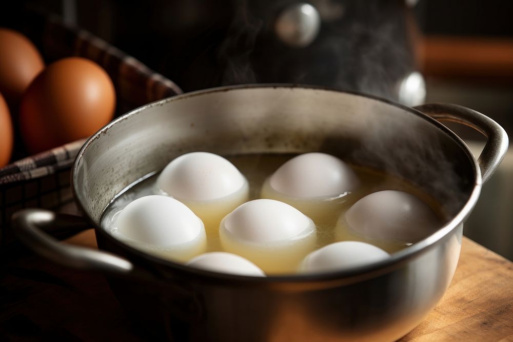 Boil eggs food pot ingredient. AI generated Image by rawpixel.