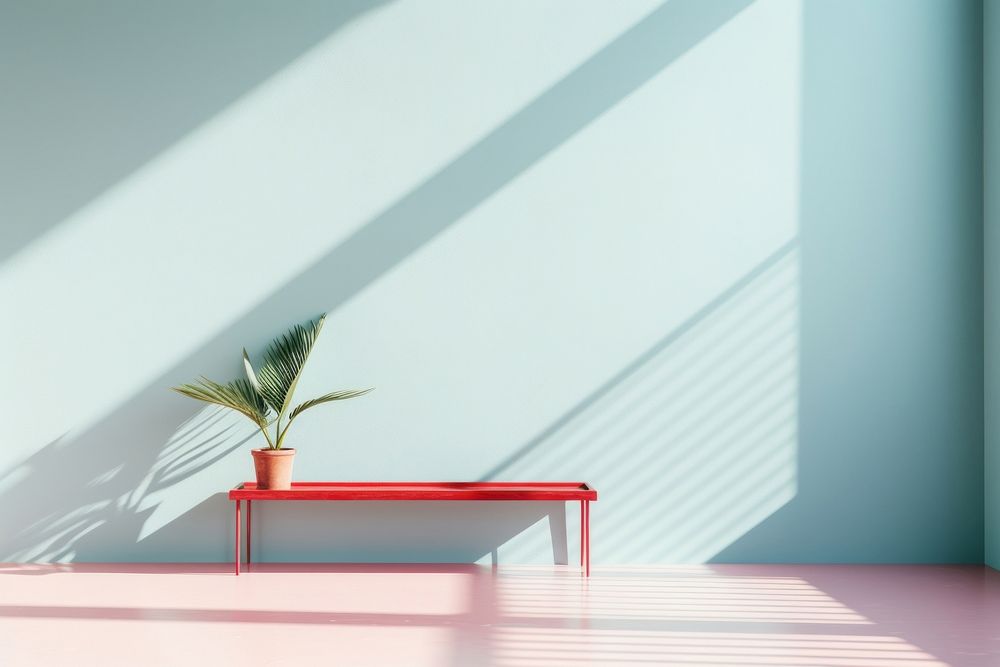 Bold colors and geometric shapes architecture shadow plant. AI generated Image by rawpixel.