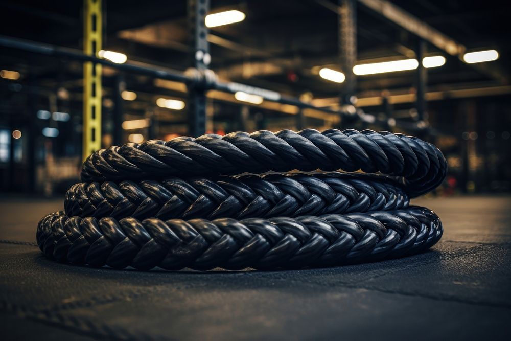 Gym battle ropes tire equipment strength. AI generated Image by rawpixel.