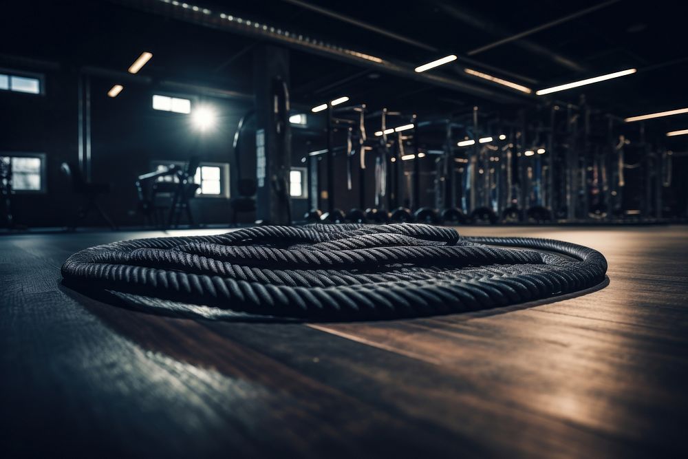 Gym battle ropes sports determination exercising. AI generated Image by rawpixel.