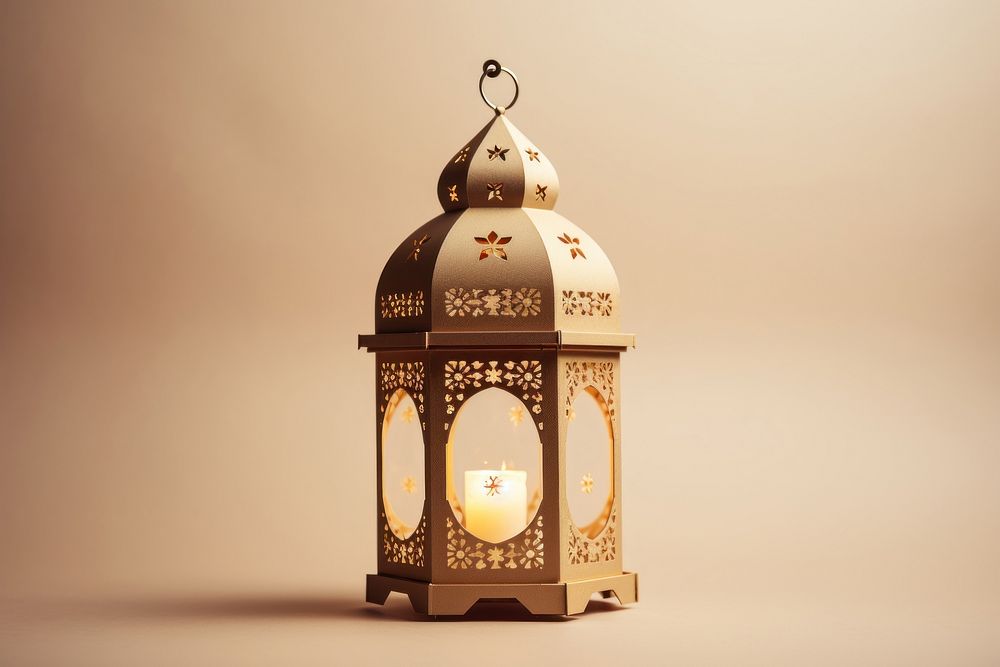 Eid Mubarak lantern candle lamp architecture. AI generated Image by rawpixel.