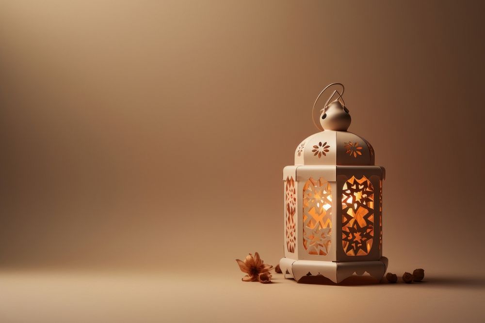Eid Mubarak lantern lamp illuminated decoration. 