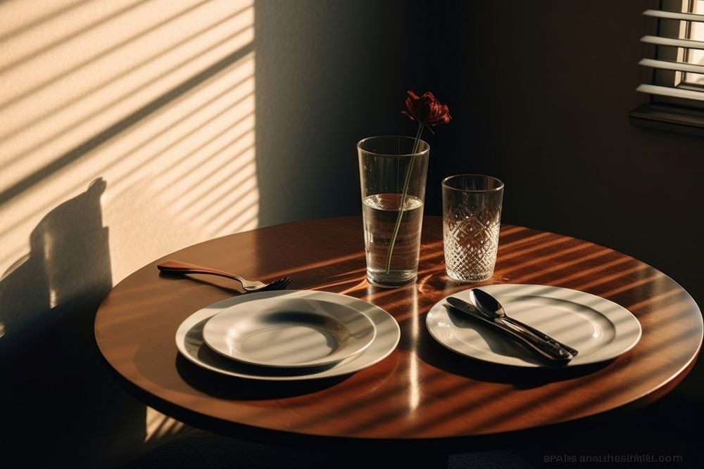 Dinning table furniture plate knife. AI generated Image by rawpixel.