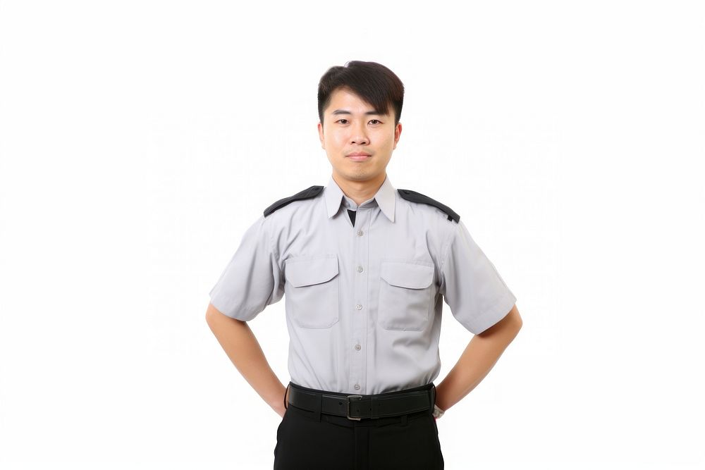 Security guard shirt adult white background. AI generated Image by rawpixel.