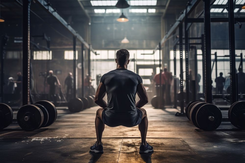 Squat sports gym deadlift. AI generated Image by rawpixel.
